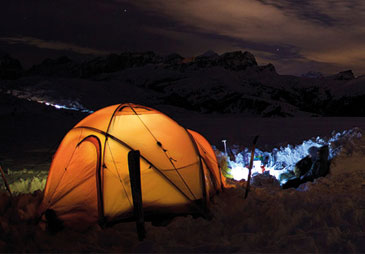 Winter tent on snow
